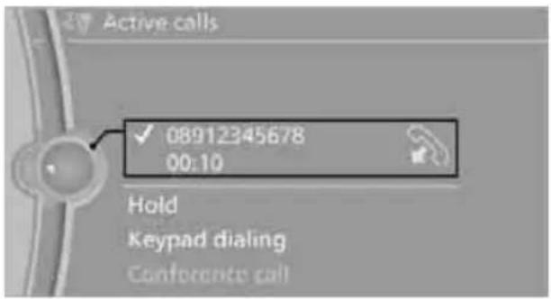Active calls ✓ 08912345678 00:10 Hold Keypad dialing Conferente call
