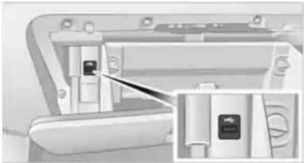 Interior view of a vehicle door panel with a close-up inset showing a component detail (no text or symbols visible)