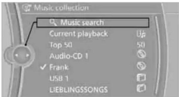 Music collection Music search Current playback Top 50 Audio-CD 1 Frank USB 1 LIEBLINGSSONGS