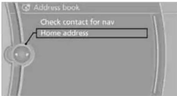 Address book Check contact for nav Home address