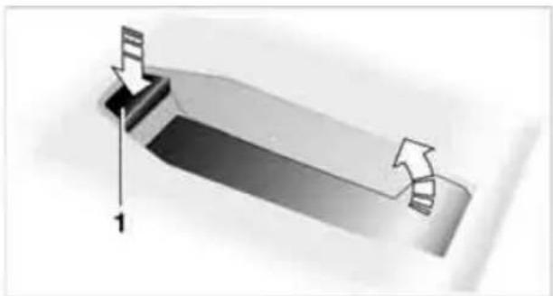 Pure diagram of a mechanical component with directional arrows and a scale indicator (no text or symbols)