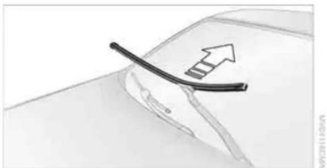Diagram showing a curved line with an arrow indicating upward motion, no text or symbols present