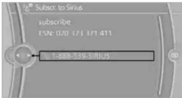 Subscr to Sirius subscribe ESN: 020-173 1/1 411 1-688-539-510105