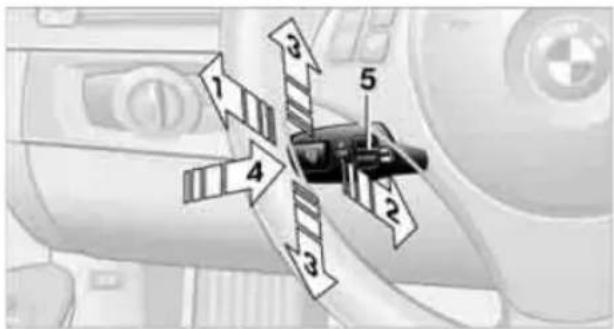 Diagram of a car air intake system with numbered components and directional arrows indicating flow or movement.