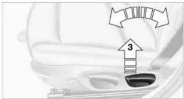 Diagram showing a car interior with directional arrows and a numbered arrow labeled '3' pointing to a component.