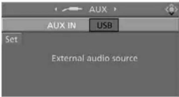 AUX IN USB Set External audio source