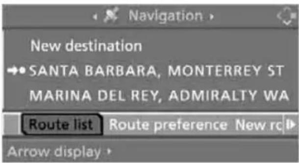 Navigation New destination →• SANTA BARBARA, MONTERREY ST MARINA DEL REY, ADMIRALTY WA Route list Route preference New rc Arrow display >
