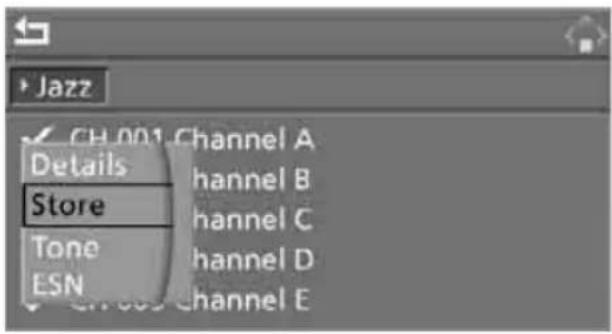 Jazz CH 001 Channel A Details channel B Store channel C Tone channel D ESN channel E