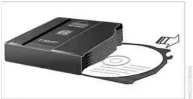 Illustration of a CD or DVD drive with an arrow indicating file transfer (no text or symbols present)