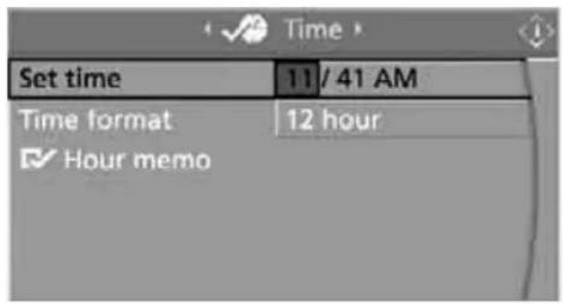 Set time 11 / 41 AM Time format 12 hour ✓ Hour memo