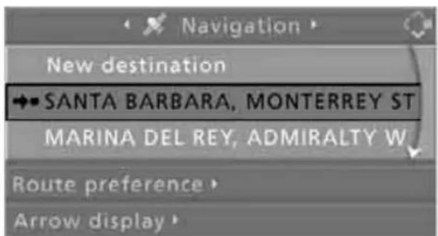Navigation New destination SANTA BARBARA, MONTERREY ST MARINA DEL REY, ADMIRALTY W Route preference Arrow display