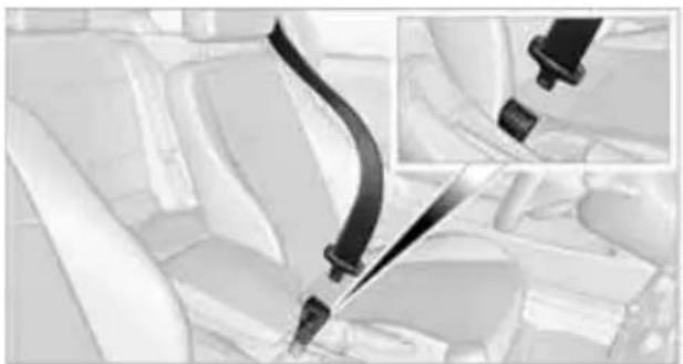 Close-up of a car seatbelt buckle and seatbelt connector (no text or symbols visible)