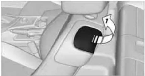 Interior view of a car gear shift lever with a numbered arrow indicating clockwise motion (no text or symbols)