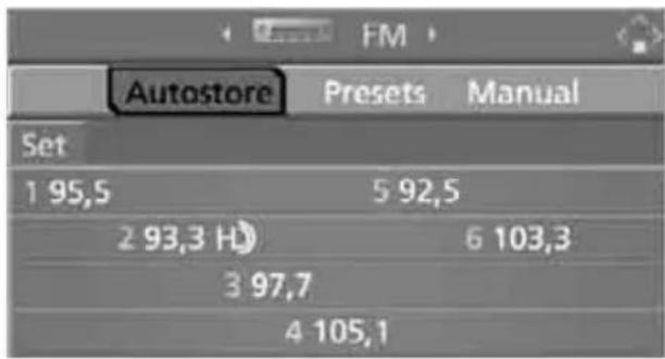 Autostore Presets Manual Set 1 95,5 5 92,5 2 93,3 HD 6 103,3 3 97,7 4 105,1