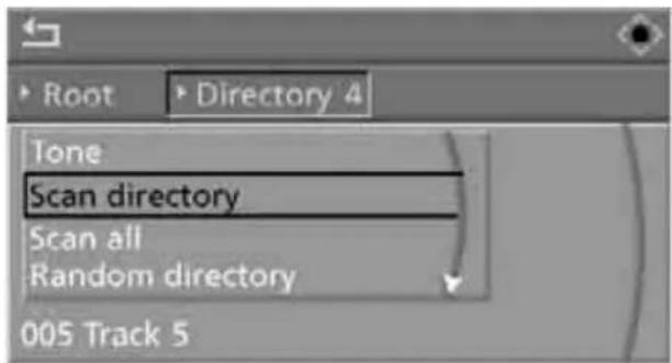 Root Directory 4 Tone Scan directory Scan all Random directory 005 Track 5