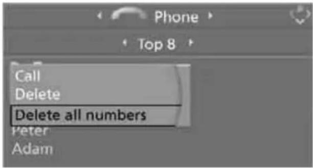 Phone Top 8 Call Delete Delete all numbers Peter Adam