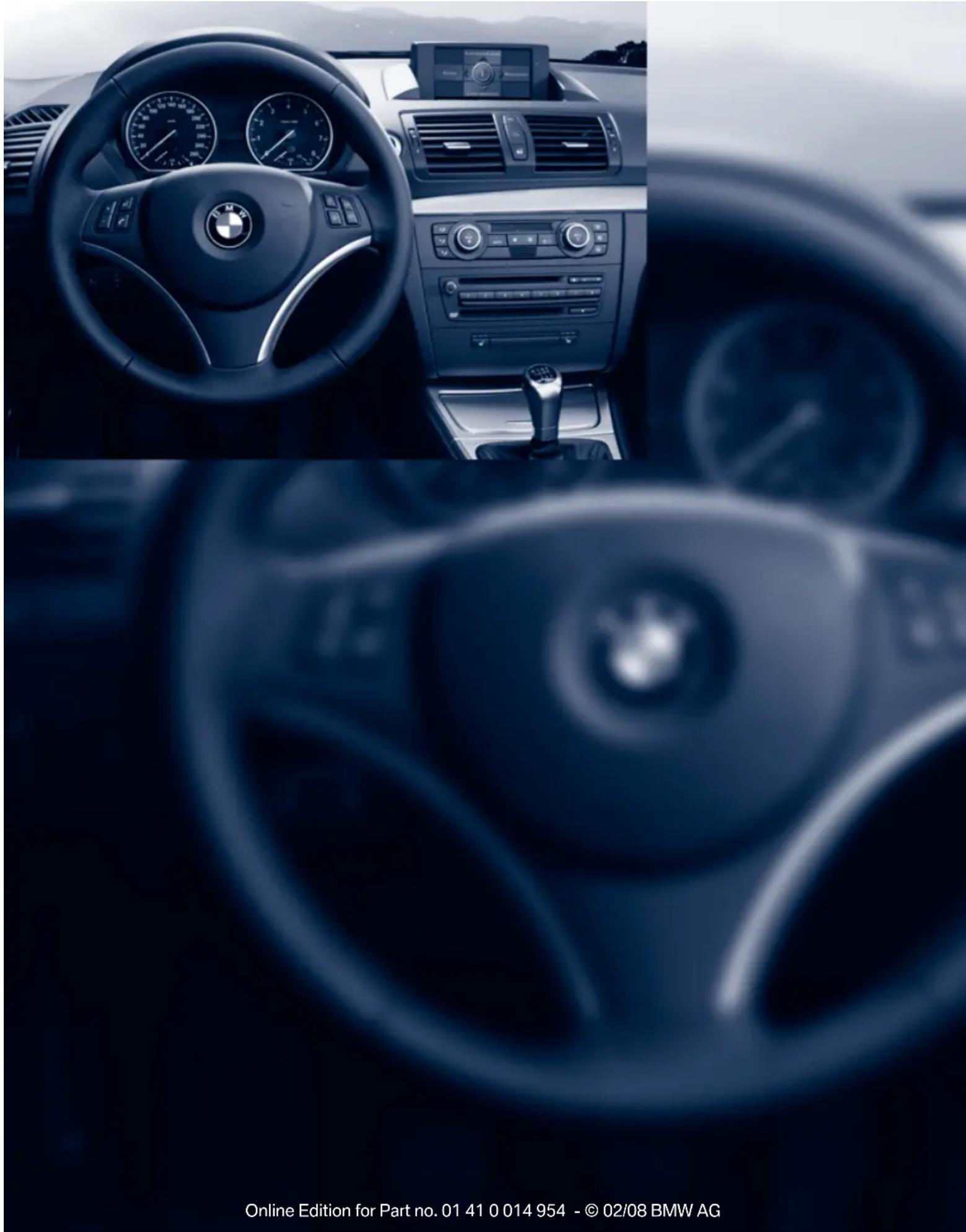 Interior view of a BMW car dashboard and steering wheel (no visible text or symbols)