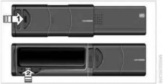 Two views of a mobile phone showing front and side views with no visible text or symbols