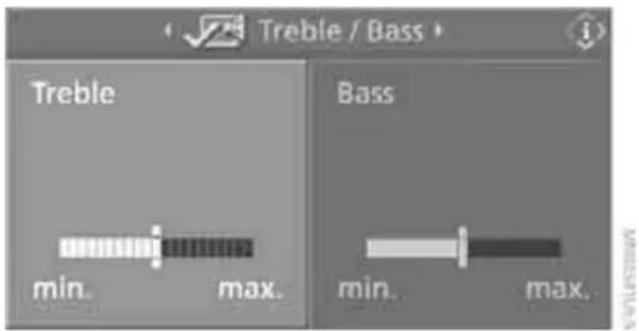 Treble / Bass Treble min. max. Bass min. max.