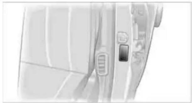 Close-up of a car door panel with buttons and a switch (no visible text or symbols)