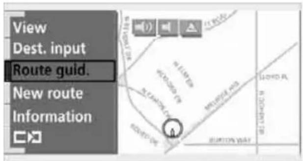 View Dest. input Route guid. New route Information