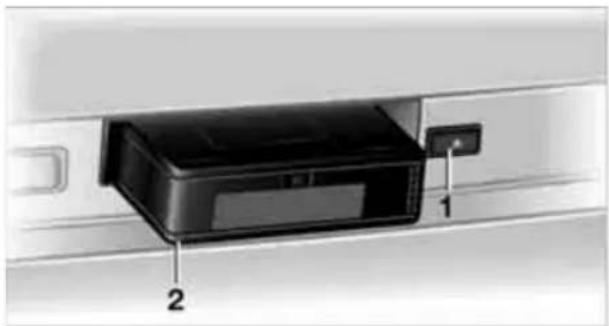 Diagram of a printer with labeled parts (1 and 2), no text or symbols present