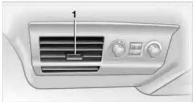 Front view of a car air conditioner panel with control buttons and ventilation grille (no text or symbols visible)