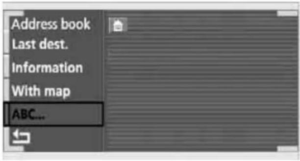 Address book Last dest. Information With map ABC...