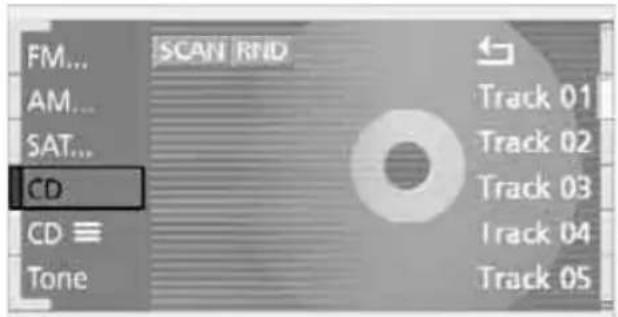 FM... AM... SAT... CD CD ≡ Tone SCAN RND Track 01 Track 02 Track 03 Track 04 Track 05