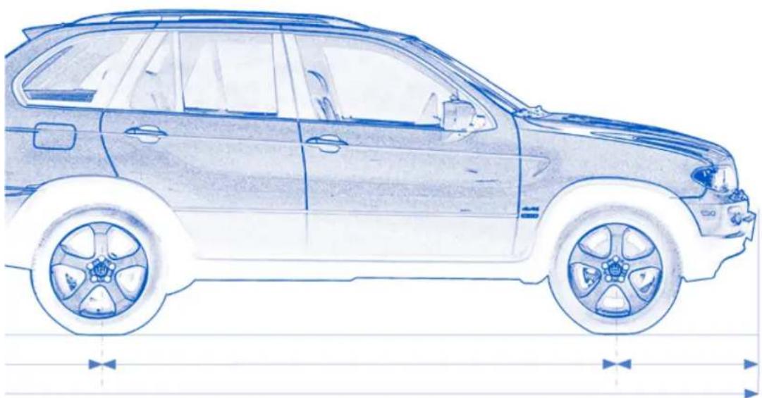 Side profile sketch of a car showing front and rear sections (no text or symbols)