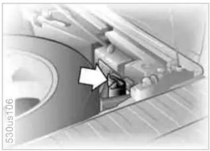 Mechanical component diagram showing a curved assembly with an arrow pointing to a specific part (no text or symbols present)