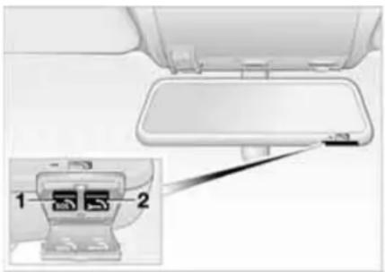 Diagram showing a device with two labeled components (1 and 2) and an inset view of the component being inserted into a tray (no text or symbols present)