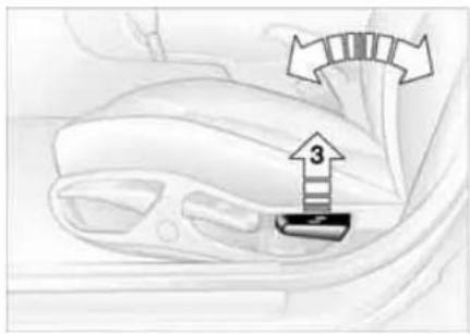 Diagram showing a car interior with an arrow labeled '3' pointing to a component, possibly indicating a motion or force direction.