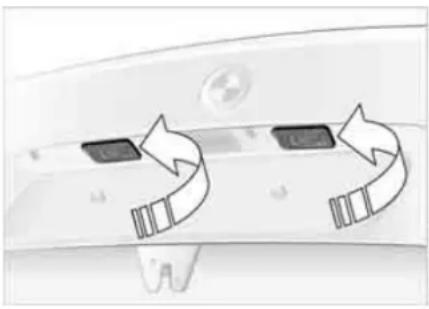 Diagram showing two curved arrows pointing to a panel with control buttons (no text or symbols)