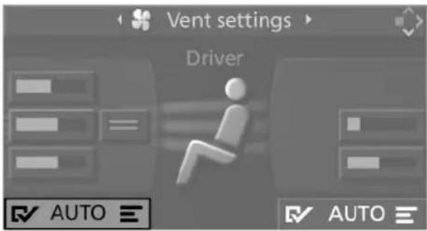 Vent settings Driver AUTO AUTO