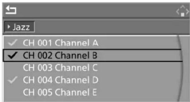 Jazz ✓ CH 001 Channel A ✓ CH 002 Channel B CH 003 Channel C ✓ CH 004 Channel D CH 005 Channel E