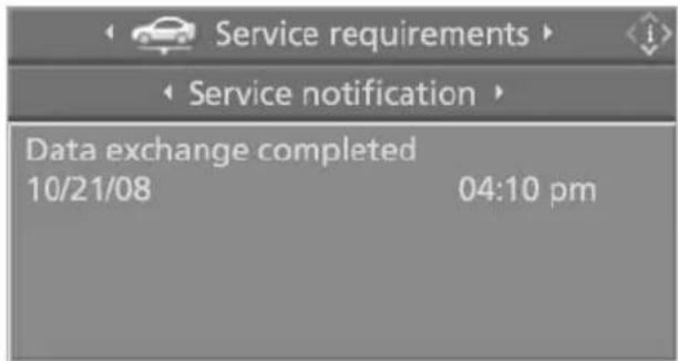 Service requirements Service notification Data exchange completed 10/21/08 04:10 pm