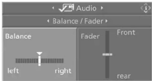 Audio Balance / Fader Balance left right Fader Front rear