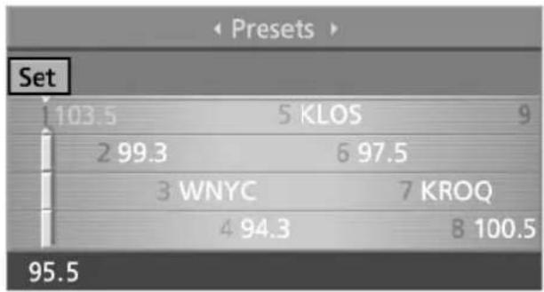 Set 103.5 5 KLOS 9 2 99.3 6 97.5 3 WNYC 7 KROQ 4 94.3 8 100.5 95.5