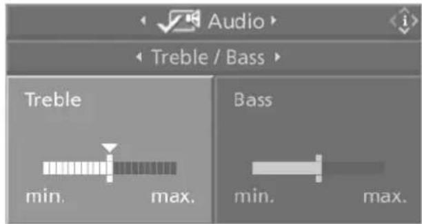 Audio Treble / Bass Treble min. max. Bass min. max.
