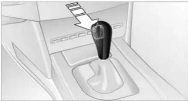 Close-up of a car gear shift lever inside a vehicle gear (no text or symbols visible)