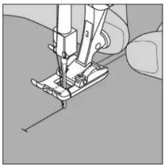 BERNINA Activa 240 - Einhängen des Garnes im Nähfuss Nr. 3 oder Knopfloch-Sohle Nr. 3 (activa 220) - 1