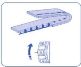 Diagram showing a mechanical component with numbered parts and an arrow indicating rotation or movement.