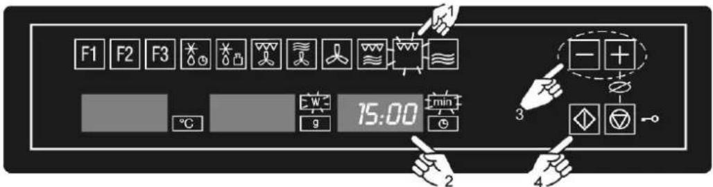 F1 F2 F3 °C 15:00 min W 9 3 - + ◇ ◇ ◇ -