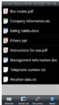 Connect ESPare CHOWUEV8-HOJIP 192 168... Bus routes.pdf Company information.xls Eating habits.docx Eshare.ppt Instructions for use.pdf Management information.doc Telephone number.txt Weather data.txt