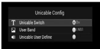 Unicable Config Unicable Switch User Band Unicable User Define