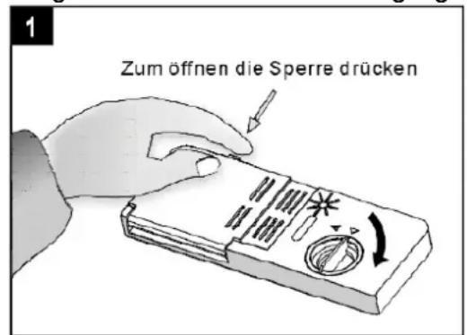 1 Zum öffnen die Sperre drücken