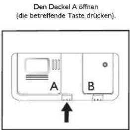 Den Deckel A öffnen (die betreffende Taste drücken)