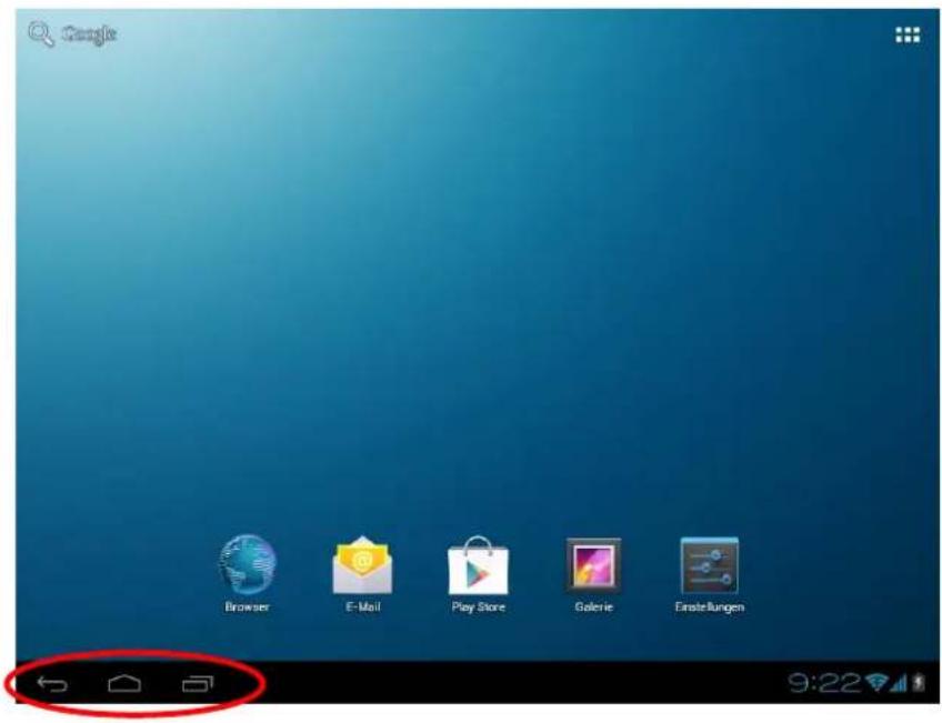 Google, Browser, E-Mail, Play Store, Galerie, Erstellungen