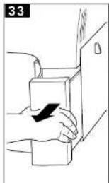 Illustration of a hand pressing down on a box with a black arrow indicating force (no text or symbols)